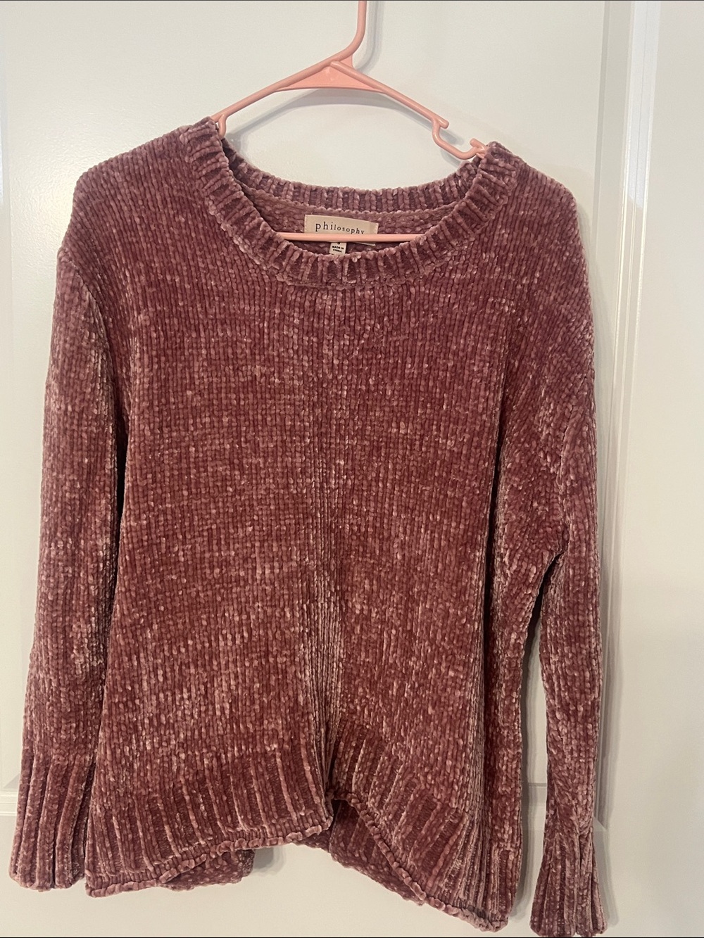 Philosophy Plush Chenille Crewneck Sweater - Mauve